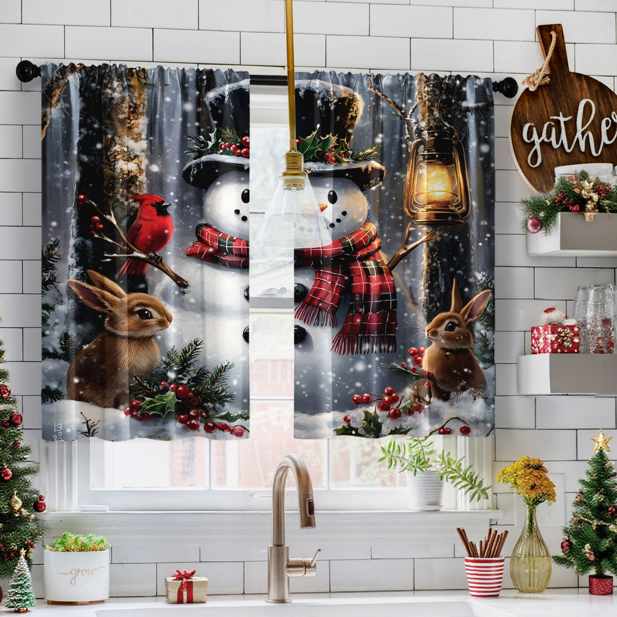 3D Printing Cafe - Cortinas Curtas de Natal VIKAMA 2PCS