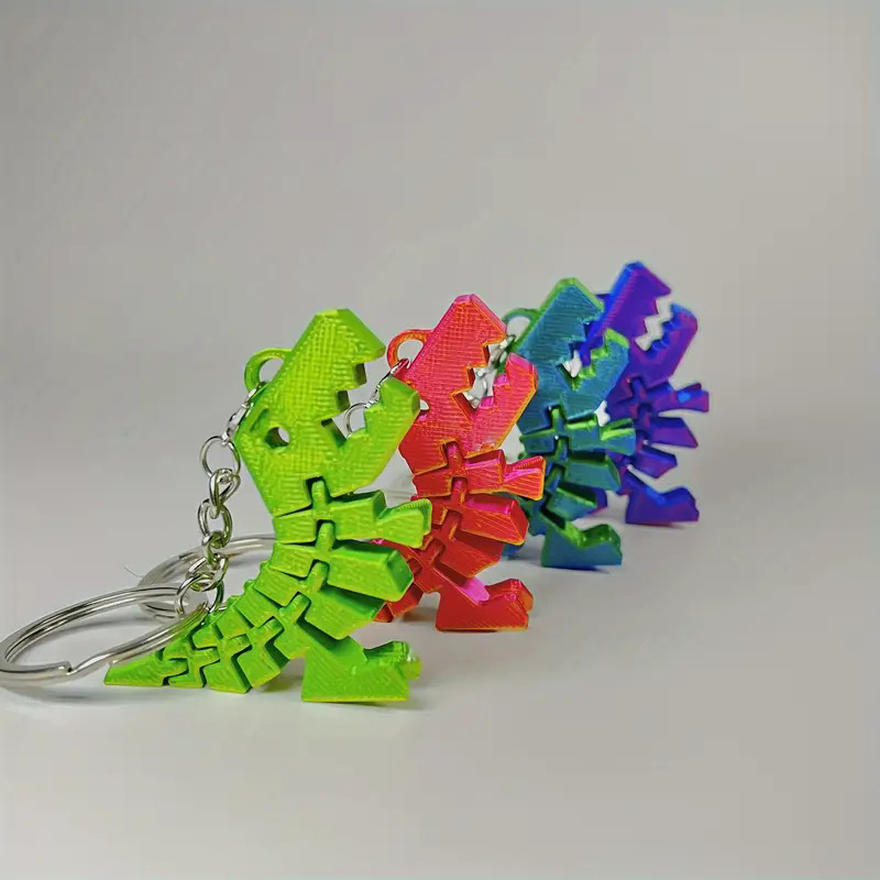 3D Printing Design Software - Multi-junta móvel 3d impresso dinossauro chaveiro