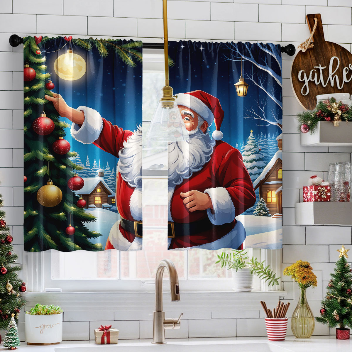 3D Printing Cafe - Cortinas Curtas de Natal VIKAMA 2PCS