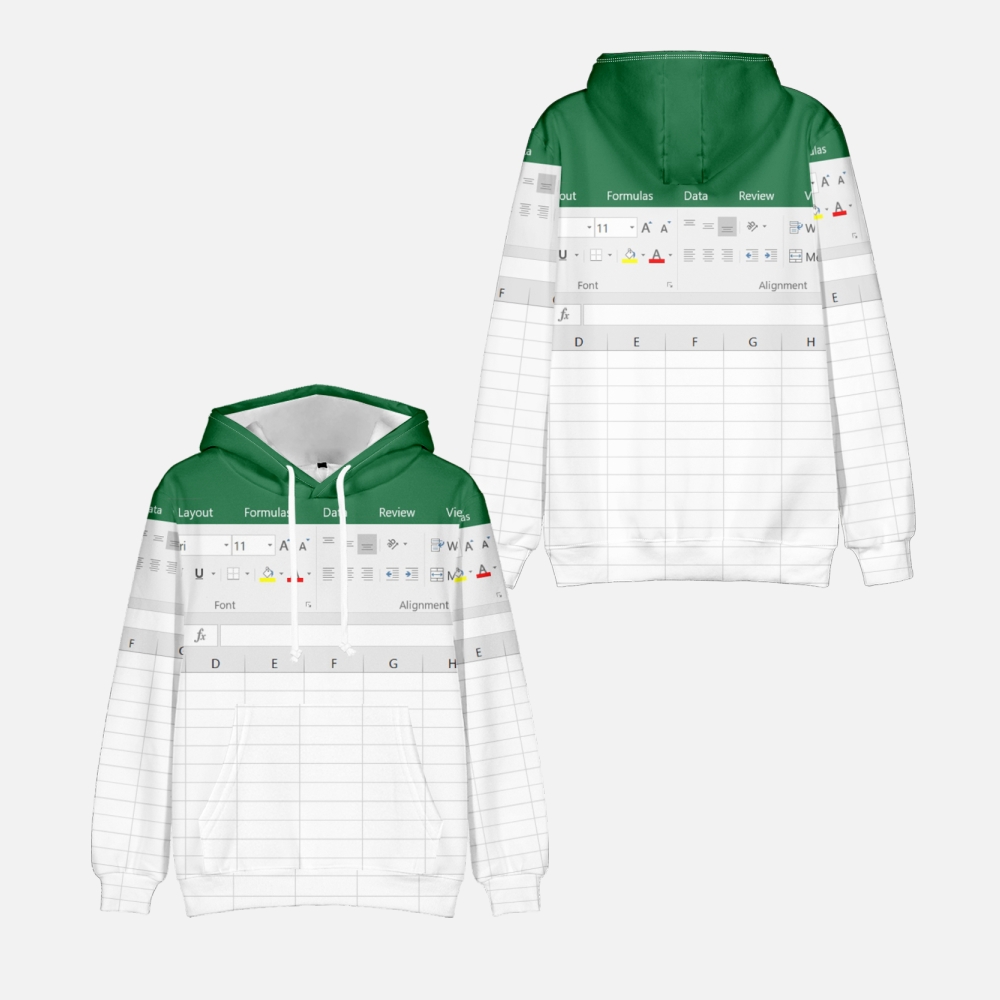 Casual excel hoodie para homem - 3D Printing Design Software avaliação e preço